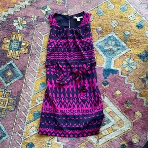 Pink and navy mini dress with tie waist
